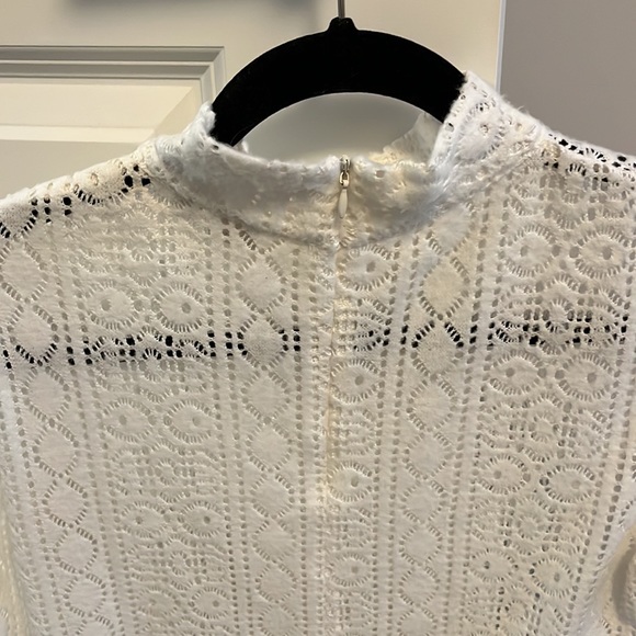 White knit crochet mock neck top - Picture 8 of 8